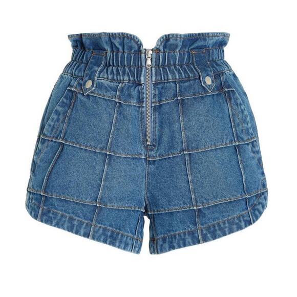 SEA Dagmar Paperbag-Waist Zipper Fly Denim Shorts - 4 - Picture 1 of 7